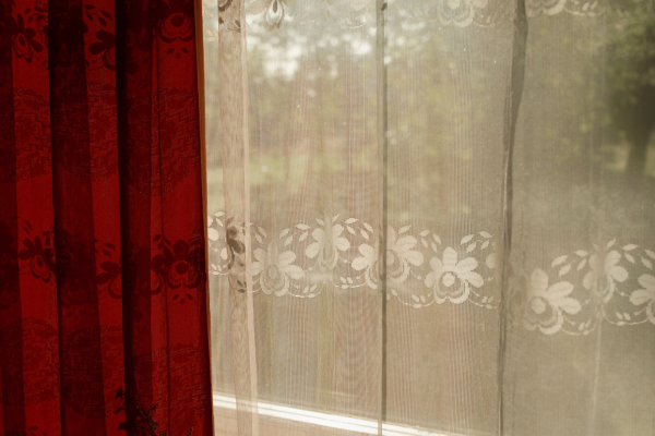 Deep red curtains